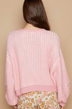 Load image into Gallery viewer, POL Round Neck Heart Patch Zipper Point Sleeve Sweater