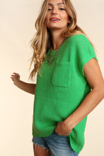 Load image into Gallery viewer, Haptics Pocketed Round Neck Cap Sleeve Knit Top
