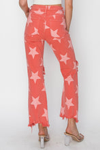 Load image into Gallery viewer, RISEN Full Size Distressed Raw Hem Star Pattern Jeans