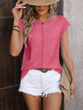 Load image into Gallery viewer, Mandy Rolled Cap Sleeve Round Neck Sweater Vest ** 5-10 biz days shipping**