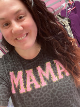 Load image into Gallery viewer, MAMA leopard faux-embroidered chenille letter graphic tee