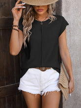Load image into Gallery viewer, Mandy Rolled Cap Sleeve Round Neck Sweater Vest ** 5-10 biz days shipping**