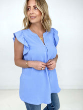 Load image into Gallery viewer, Zenana Woven Airflow Ruffled Sleeve High-Low Top