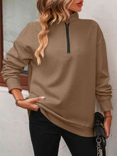 Load image into Gallery viewer, Mandy Zip-Up Dropped Shoulder Sweatshirt  ** 5-10 business day shipping! **