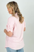 Load image into Gallery viewer, Cozy Co Fold Up Sleeve Button Down Blouse