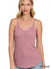 Load image into Gallery viewer, Zenana Ribbed Snap Button Closure Cami Top