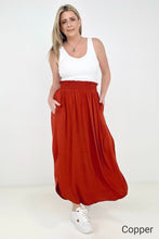 Load image into Gallery viewer, Zenana "Sydney" Smocked Waist Side Slit Maxi Skirt