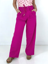 Load image into Gallery viewer, White Birch High Waist Solid Woven Wide Leg Pants With String
