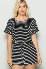 Load image into Gallery viewer, Heimish Full Size Striped Round Neck Short Sleeve Romper