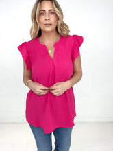 Load image into Gallery viewer, Zenana Woven Airflow Ruffled Sleeve High-Low Top