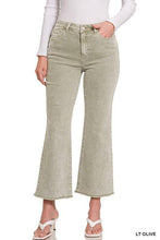 Load image into Gallery viewer, Zenana Acid Washed High Waist Frayed Hem Cropped Kick Flare Jeans