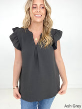 Load image into Gallery viewer, Zenana Woven Airflow Ruffled Sleeve High-Low Top