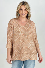 Load image into Gallery viewer, BiBi Aztec Print French Terry V Neck Top