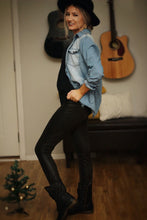 Load image into Gallery viewer, Dark as night textured faux leather leggings