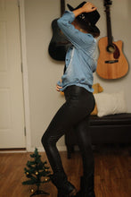 Load image into Gallery viewer, Dark as night textured faux leather leggings