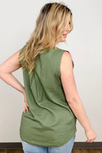 Load image into Gallery viewer, Zenana Linen Pre-Washed Frayed Edge V-Neck Sleeveless Top