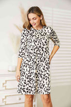 Load image into Gallery viewer, Celeste Full Size Leopard Three-Quarter Sleeve Dress with Pockets