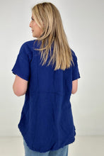 Load image into Gallery viewer, New Color - Zenana "April" Gauze Button Down Raw Edge Short Sleeve Top