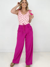 Load image into Gallery viewer, White Birch High Waist Solid Woven Wide Leg Pants With String