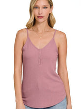 Load image into Gallery viewer, Zenana Ribbed Snap Button Closure Cami Top
