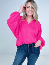 Load image into Gallery viewer, Split V Neck Dolman Sleeve Top