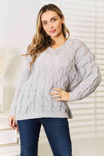 Load image into Gallery viewer, Woven Right Cable-Knit Hooded Sweater
