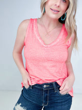 Load image into Gallery viewer, Zenana Washed Raw Edge V-Neck Tank Top