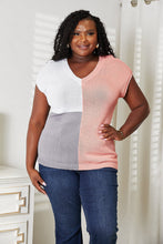 Load image into Gallery viewer, Double Take Color Block V-Neck Knit Top