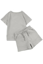 Load image into Gallery viewer, Timeless Textured Crewneck Top and Drawstring Shorts Set