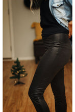 Load image into Gallery viewer, Dark as night textured faux leather leggings