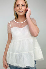 Load image into Gallery viewer, White Birch Short Sleeve Solid Swiss Dot Mesh Knit Top