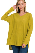 Load image into Gallery viewer, Zenana Plus Brushed Thermal Waffle V-Neck Sweater
