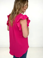 Load image into Gallery viewer, Zenana Woven Airflow Ruffled Sleeve High-Low Top