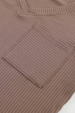 Load image into Gallery viewer, Ribbed Knit Long Sleeve V Neck Top With Chest Pocket