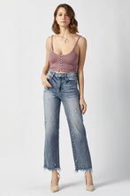 Load image into Gallery viewer, RISEN High Waist Raw Hem Straight Jeans