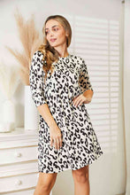 Load image into Gallery viewer, Celeste Full Size Leopard Three-Quarter Sleeve Dress with Pockets