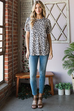 Load image into Gallery viewer, Heimish Leopard Round Neck Petal Sleeve T-Shirt
