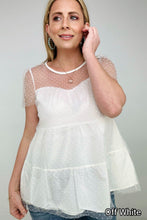 Load image into Gallery viewer, White Birch Short Sleeve Solid Swiss Dot Mesh Knit Top