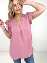 Load image into Gallery viewer, Zenana Woven Airflow Ruffled Sleeve High-Low Top