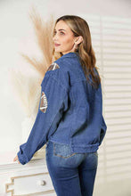 Load image into Gallery viewer, Football Patch Raw Hem Shacket ** 5-10 business day shipping! **