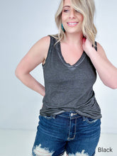 Load image into Gallery viewer, Zenana Washed Raw Edge V-Neck Tank Top