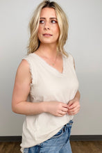 Load image into Gallery viewer, Zenana Linen Pre-Washed Frayed Edge V-Neck Sleeveless Top