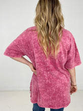 Load image into Gallery viewer, Zenana Acid Wash Front Pocket Raw Edge Top