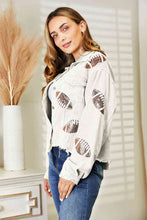Load image into Gallery viewer, Football Patch Raw Hem Shacket ** 5-10 business day shipping! **