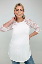Load image into Gallery viewer, Zenana Plus Lace Half Sleeve Round Neck & Round Hem Top