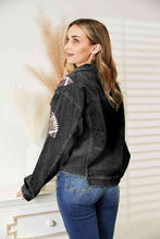 Load image into Gallery viewer, Football Patch Raw Hem Shacket ** 5-10 business day shipping! **