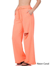 Load image into Gallery viewer, Zenana Distressed Knee French Terry Sweats With Pockets - New Colors