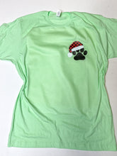 Load image into Gallery viewer, Paw print with santa hat graphic tee