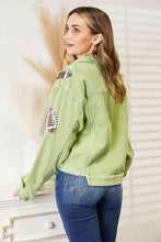 Load image into Gallery viewer, Football Patch Raw Hem Shacket ** 5-10 business day shipping! **