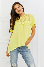 Load image into Gallery viewer, Culture Code Ready To Go Full Size Lace Embroidered Top in Yellow Mousse